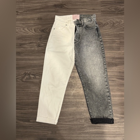 REVICE Denim - Revice High Rise Two-Tone Button Fly Jeans Sz 25 Black & White USA Made